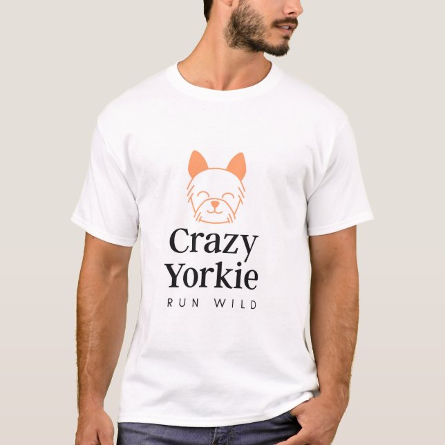 Camiseta Crazy Yorkie Men's Basic T-Shirt (Frente)