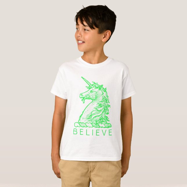 Camiseta Crê ou Nome Magical Horse Unicorn Verde (Frente Completa)