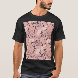 Camiseta Cream Beige Lily: Fundo sem costura rosa