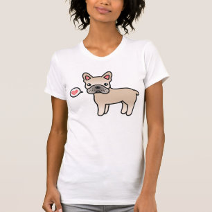 Camiseta Cream Cartoon French Buldog Love