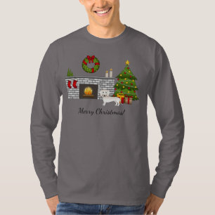 Camiseta Cream Casaco Suave Dachshund Na Sala De Natal
