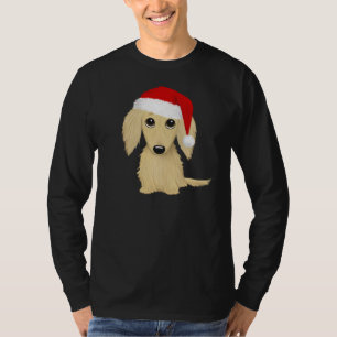 Camiseta Cream Papais noeis de Dachshund de Cabelo Longo Na