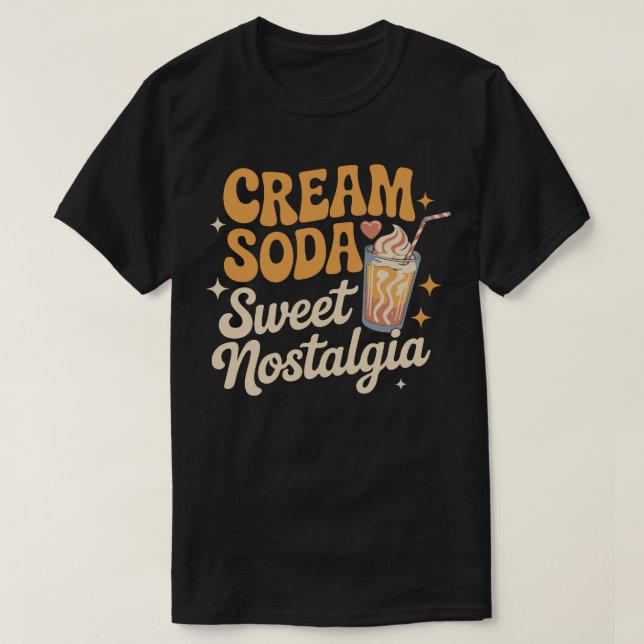 Camiseta Cream Soda Doce Nostalgia, Antigo Soda Escolar (Frente do Design)