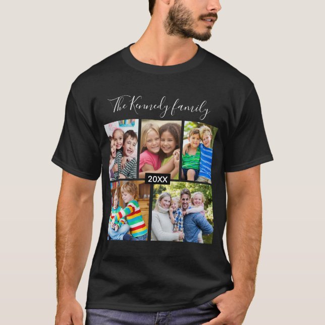 Camiseta Create Your Own 5 Photo Collage Family Vacation  (Frente)