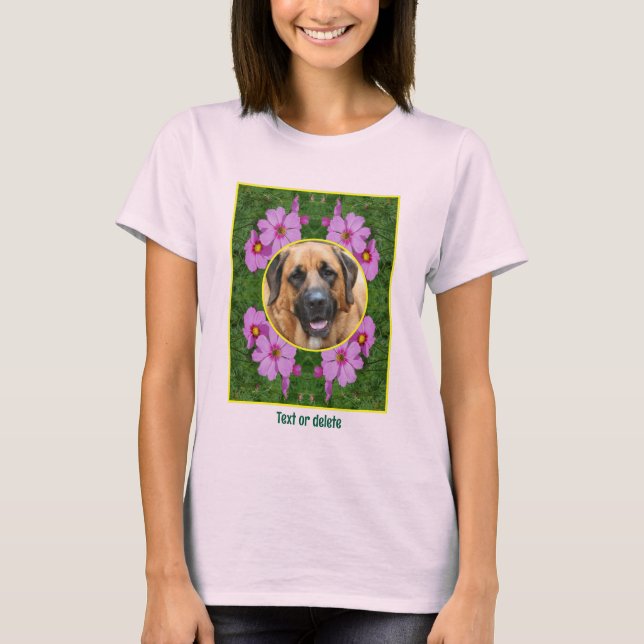 Camiseta Create Your Own Pet Photo Pink Cosmos Flowers  (Frente)