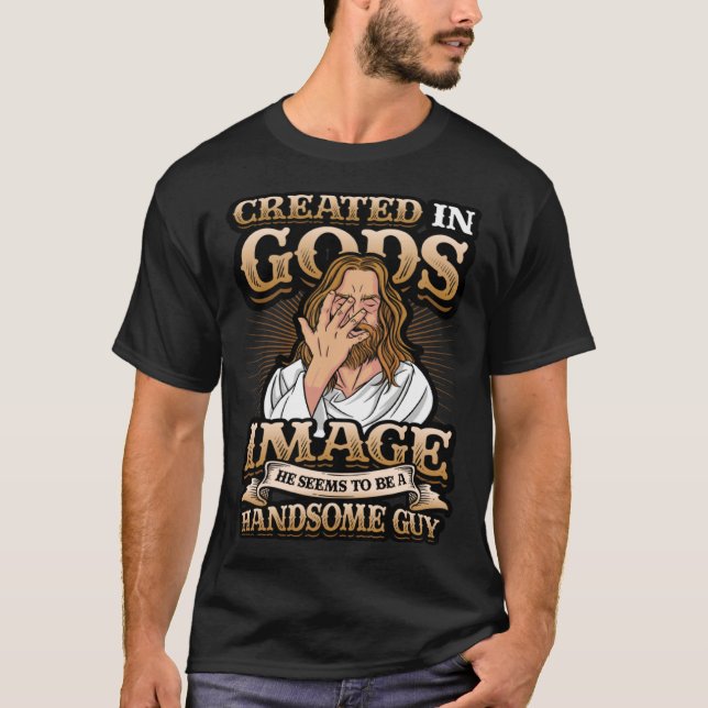 Camiseta Created In Gods Image  Religious Men  1 (Frente)