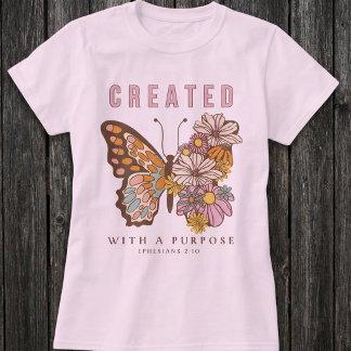 Camiseta Created with a Purpose Inspirational Butterfly 