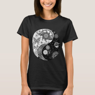 Camiseta Creative Black White Yin Yang Night Day Mandala