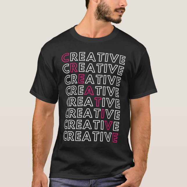Camiseta Creative Crossword Box with Pink and White Letters (Frente)