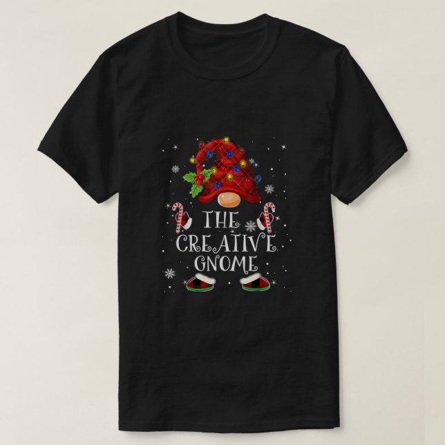 Camiseta Creative Gnomo Buffalo - Xadrez de Natal Luz (Frente do Design)