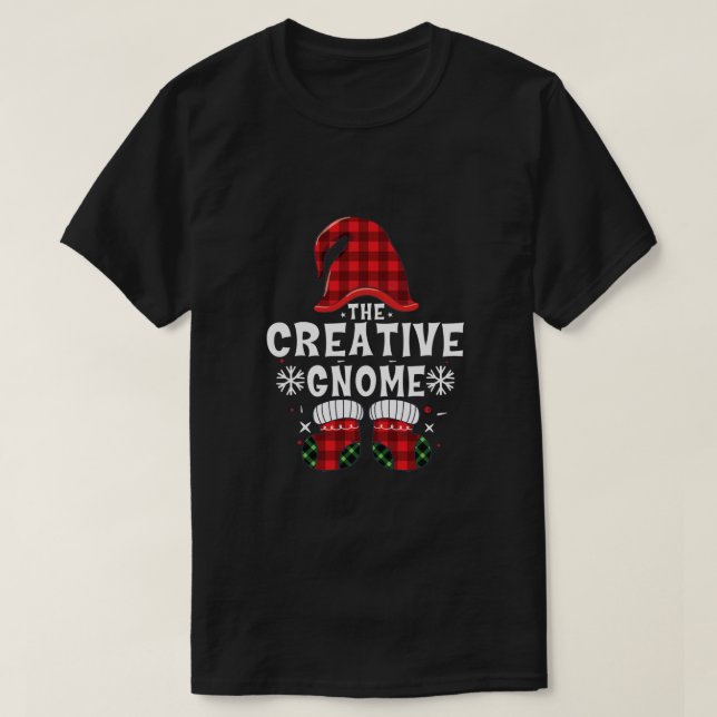 Camiseta Creative Gnomo Buffalo Xadrez Noite de Natal (Frente do Design)