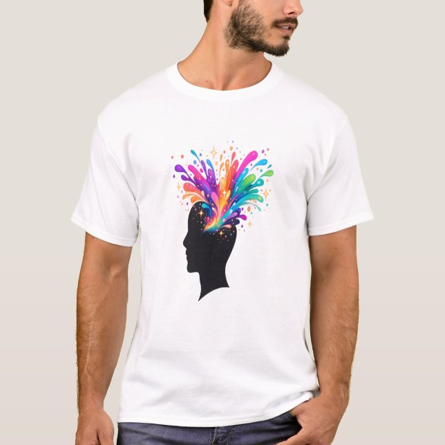 Camiseta Creative Mind Color Splash Silhouette Artistic (Frente)