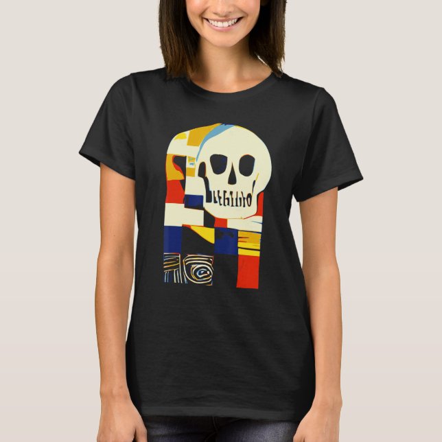 Camiseta Creative Patchwork Skull Abstrato Shapes Artful Gr (Frente)