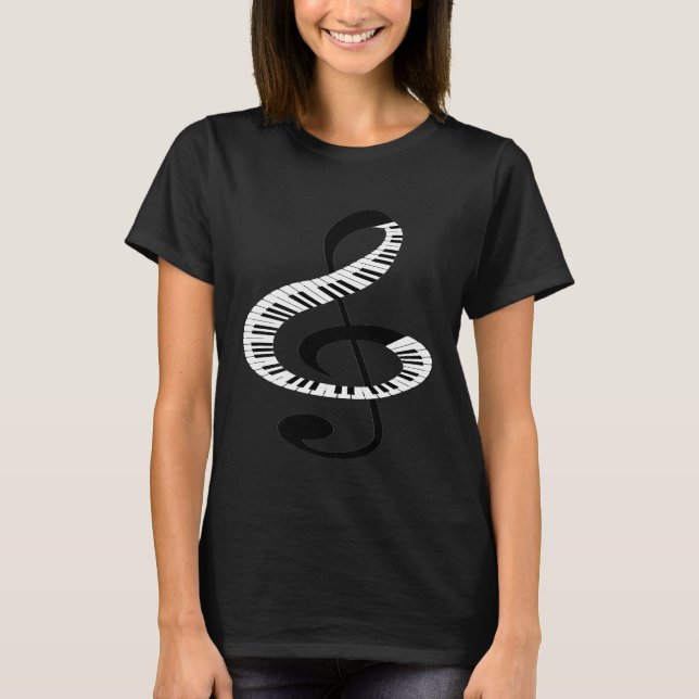 Camiseta Creative Piano Keyboard Treble Music Nota (Frente)