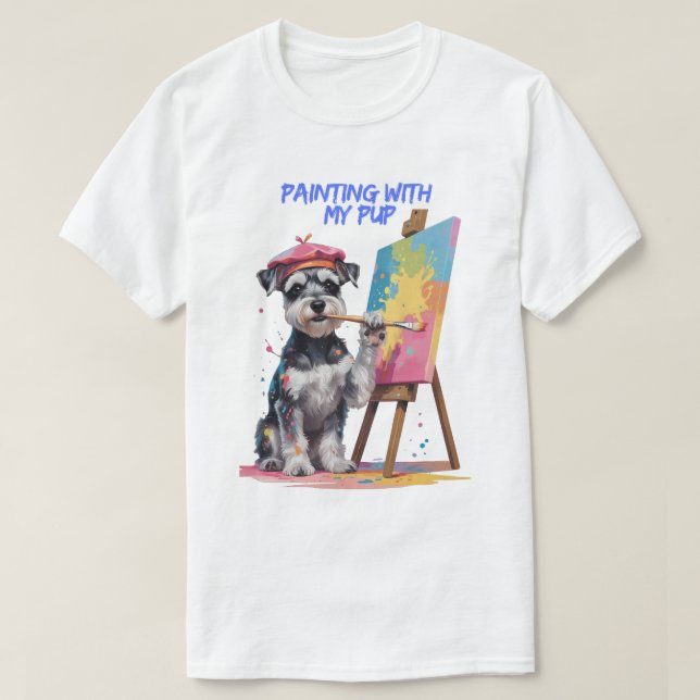Camiseta Creative Pup – The Artistic Miniature Schnauzer (Frente do Design)