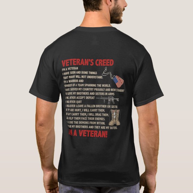 Camiseta Credo de Veterano Sou um veterano Orgulhoso agora. (Verso)