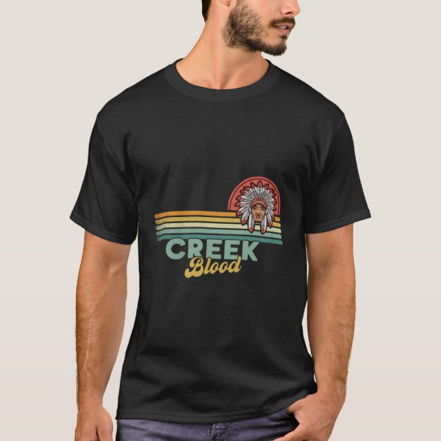 Camiseta Creek Blood Sun Indian American Headdress (Frente)