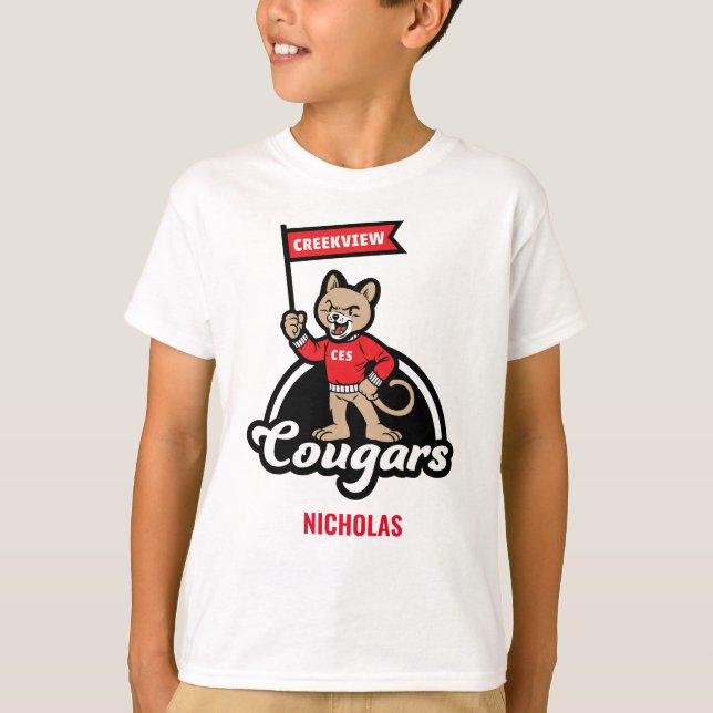 Camiseta Creekview Elementar Little Cougar Mascot (Frente)