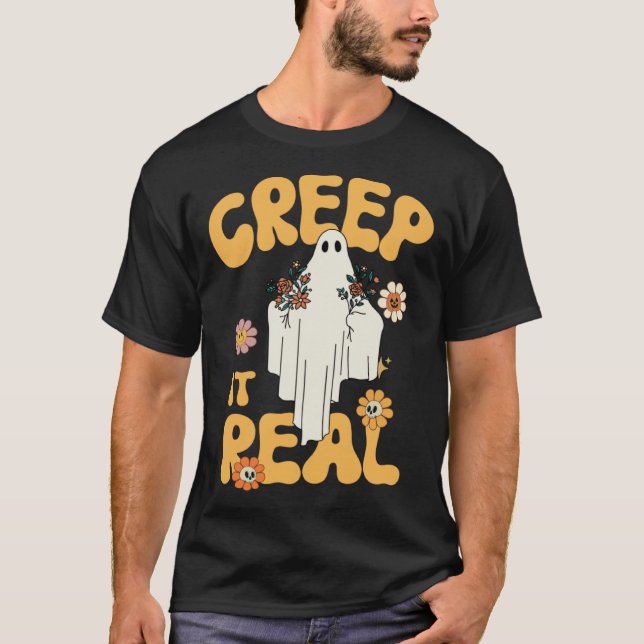 Camiseta Creep It Real Ghost Halloween Costume Floral Groov (Frente)