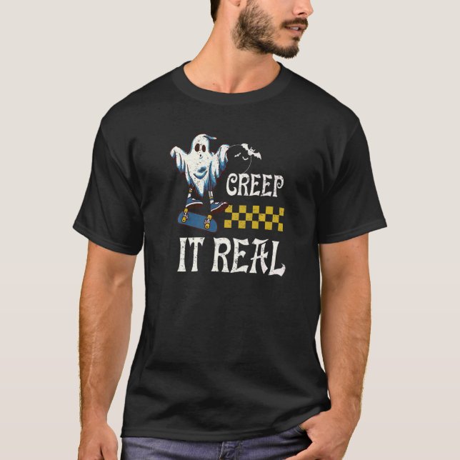 Camiseta Creep It Real Halloween Creepin Ghost Boy Girl Ska (Frente)