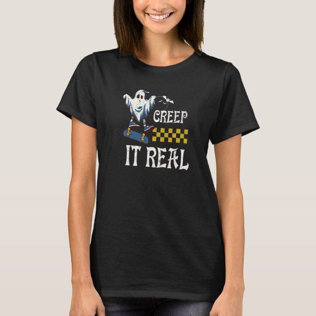 Camiseta Creep It Real Halloween Creepin Ghost Boy Girl Ska (Frente)