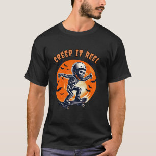 Camiseta Creep It Real Spooky Cara Skull Skateboard Kids Ha