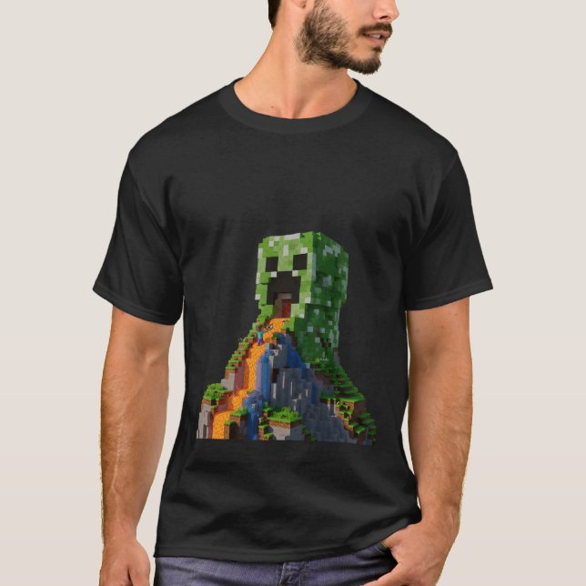 Camiseta Creeper Mountain | Epic Lava Waterfall | 3D Render (Frente)