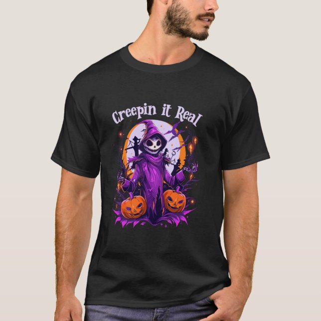 Camiseta Creepin É Um Verdadeiro Esqueleto Assustador Que A (Frente)