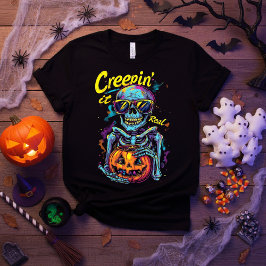 Camiseta Creepin’ It Real - Engraçado Esqueleto De Hallowee