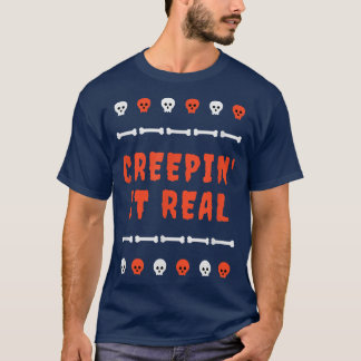 Camiseta Creepin It Real Halloween PunCreepy Skeleton Bo