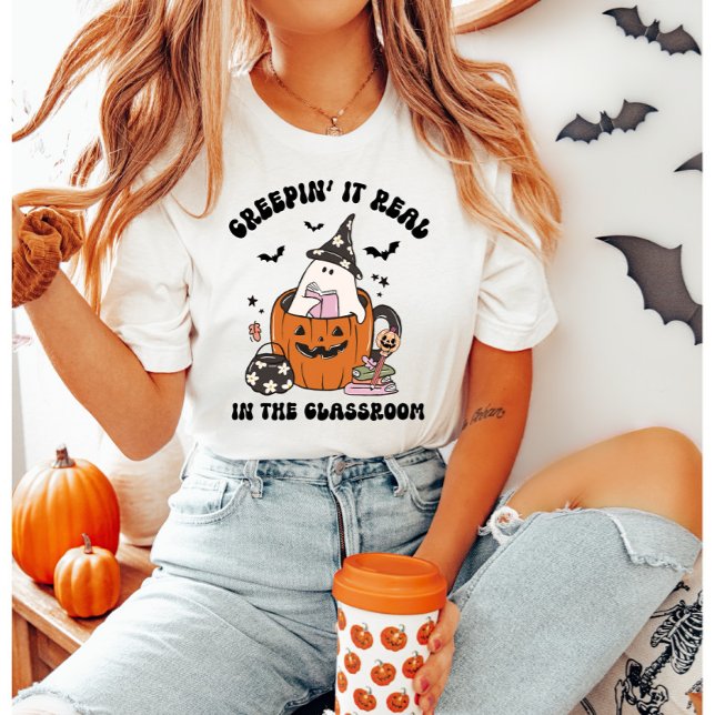 Camiseta Creepin' It Real no professor de sala de aula (Criador carregado)