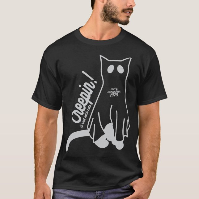 Camiseta Creepin’ It Real with Cats – Funny Halloween (Frente)