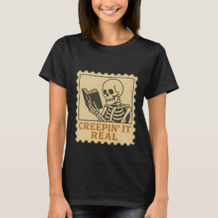 Camiseta Creepto Real - Skeleton Book Lover Halloween