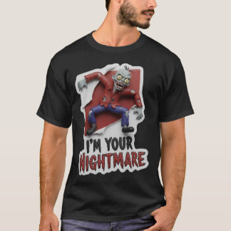 Camiseta Creepy cartoon zombie with nightmare text