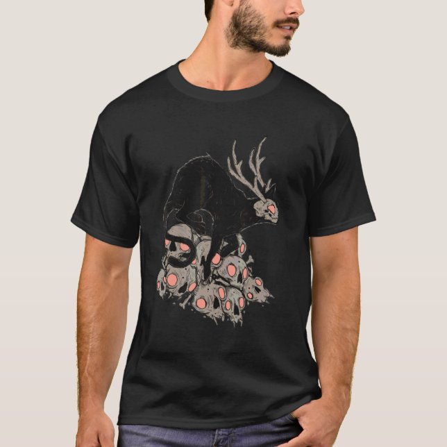 Camiseta Creepy Demon Cat Horror Art (Frente)