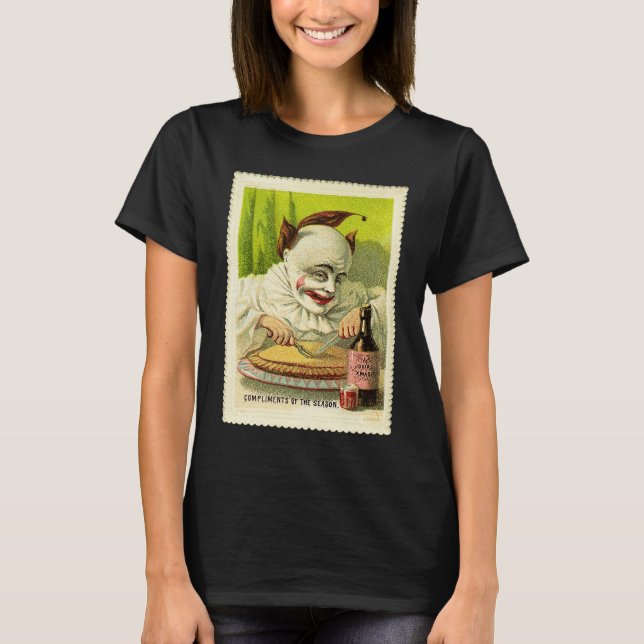 Camiseta Creepy Evil Victorian Clown Christmas Greeting (Frente)