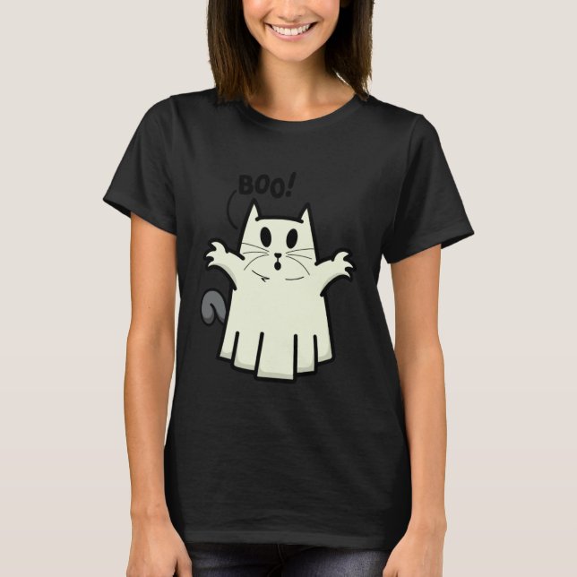 Camiseta Creepy Halloween Peeking Black Cat for Feline (Frente)