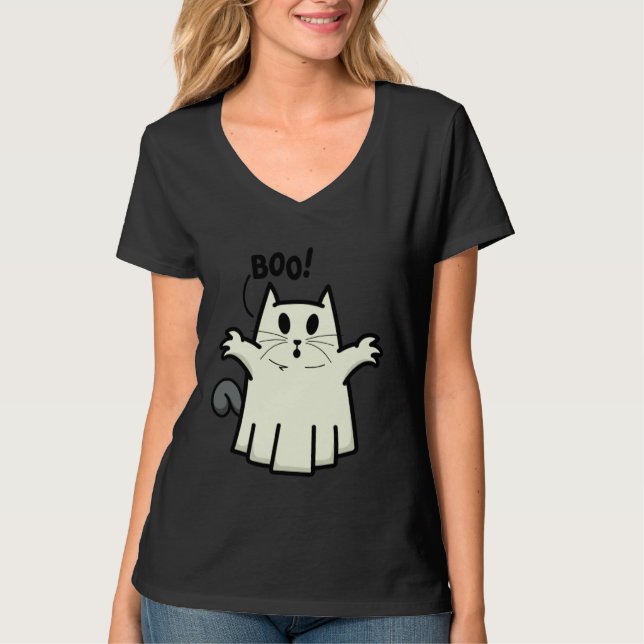 Camiseta Creepy Halloween Peeking Black Cat for Feline (Frente)
