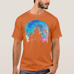 Camiseta Creepy Haunted House & Spooky Watercolor Full Moon