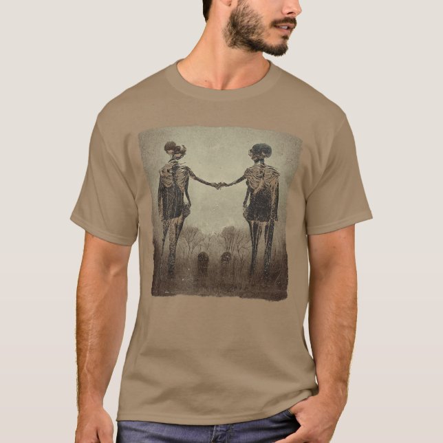 Camiseta Creepy Skeletonwins Aesthetic Horror Goth Hallowee (Frente)