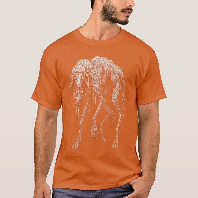 Camiseta Creepy Wolf Sheep Horror Scary Folklore Goth Alt A (Frente)