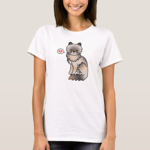 Camiseta Creme Azul Com Olhos De Cobre Com Amor De Gato Per