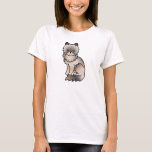 Camiseta Creme Azul Com Olhos De Cobre Gato Persa