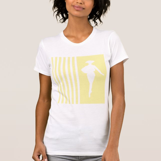 Camiseta Creme Modern Stripes com Silhouette de Moda (Frente)