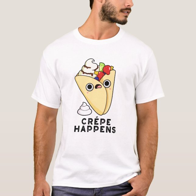 Camiseta Crepe Acontece Comida Engraçado (Frente)