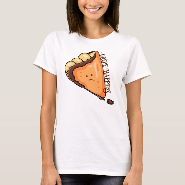 Camiseta Crêpe Acontece Comida Pun (Frente)