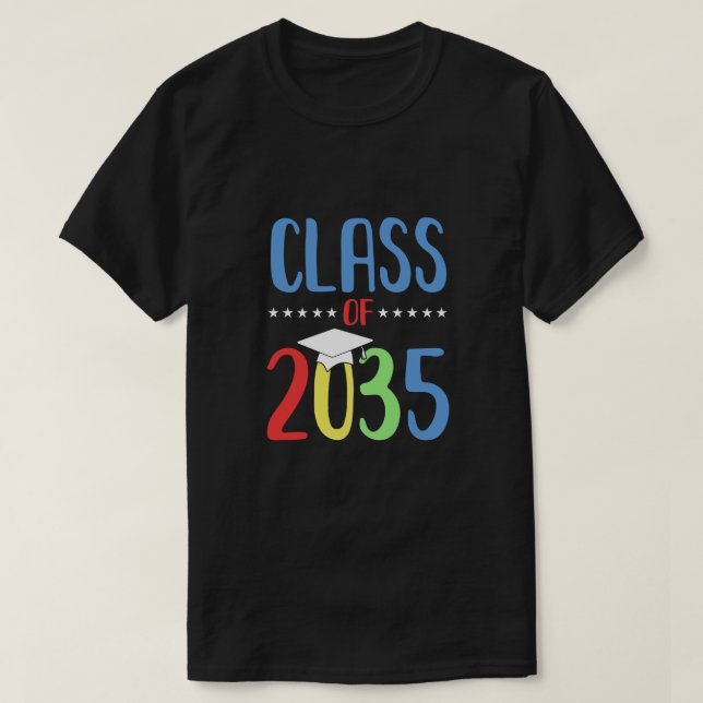 Camiseta Cresça Comigo No Primeiro Dia Da Escola De 2035. (Frente do Design)