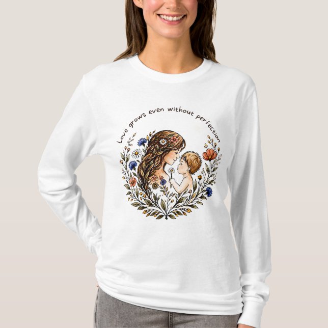 Camiseta Crescendo com Amor - Mamãe & Bebê  (Frente)