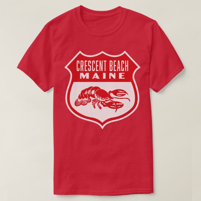Camiseta Crescent Beach Maine Retro Shield Red (Frente do Design)