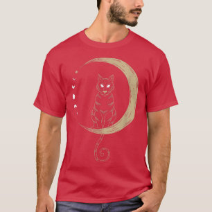 Camiseta Crescent Moon And Cat Mystical Tarot Card Moon Cyc